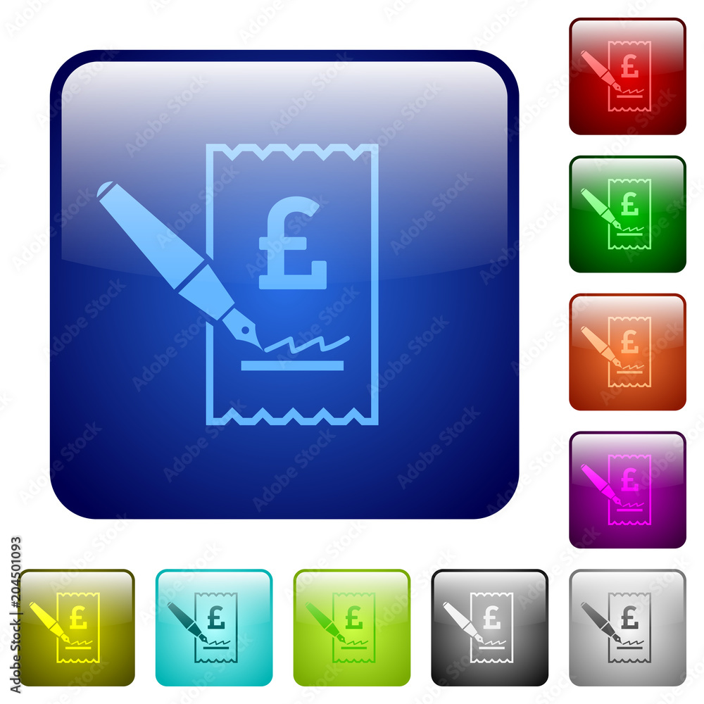 Poster signing pound cheque color square buttons