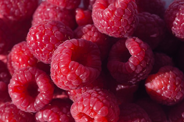 macro detail of fresh raspberries