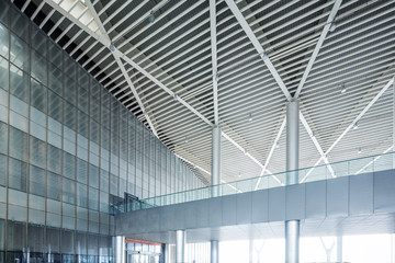 empty hall with glass wall