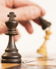 Scacchi fotografati su una scacchiera