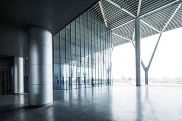 empty hall with glass wall