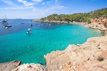 Cala Salada beach, Ibiza, Spain - obrazy, fototapety, plakaty