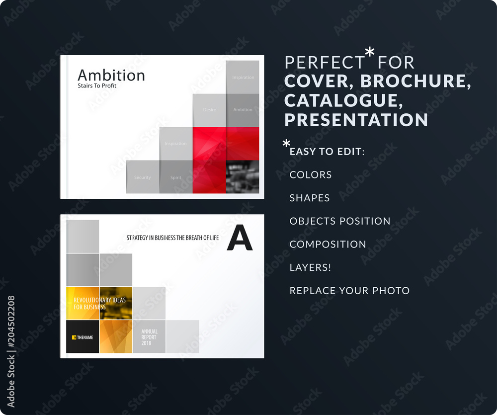 Poster square design presentation template with colourful pixels shadows. abstract vector set of modern hor