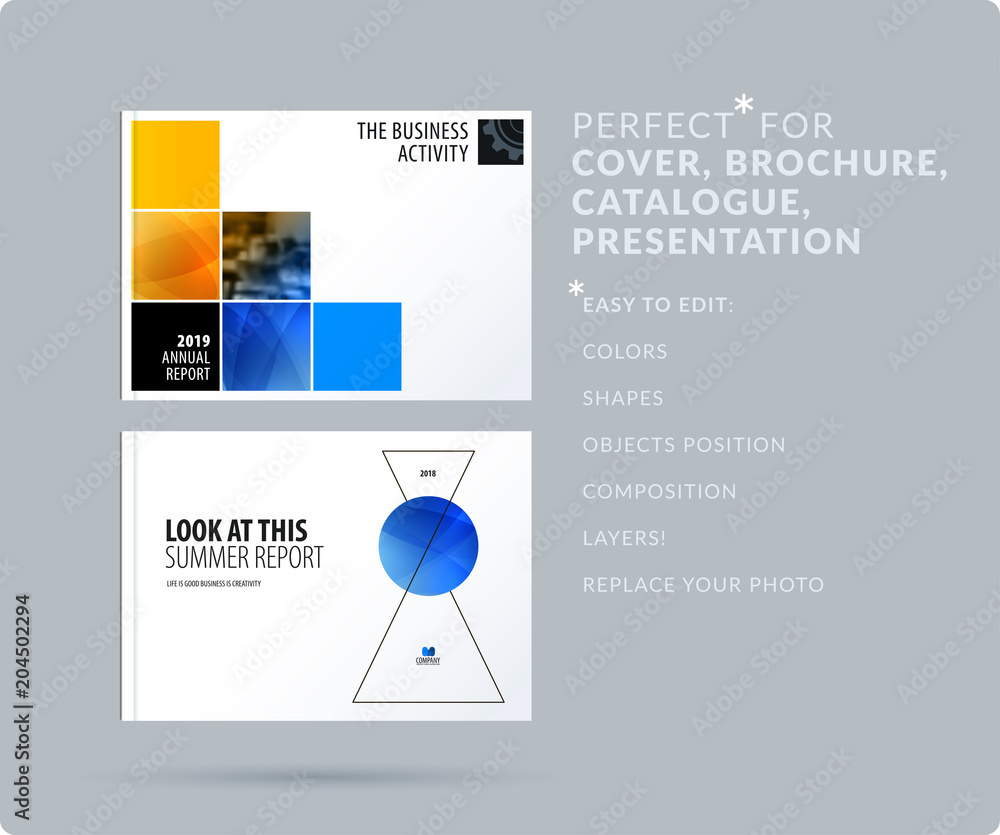 Poster square design presentation template with colourful pixels shadows. abstract vector set of modern hor