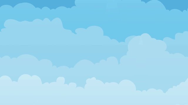 Sky Background With Clouds Seamless Looping/
Animation of a cartoon spring or summer blue sky backdrop with clouds layers moving to the left