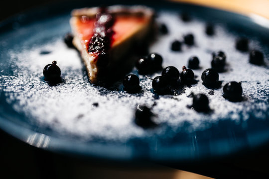 Cheesecake with blueberry mousse and berries
