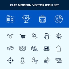 Modern, simple vector icon set with drink, aircraft, business, soccer, alcohol, leather, building, bar, wireless, material, brick, sport, airplane, shop, football, signal, technology, ring, pub icons