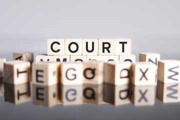 Court word cube on reflection
