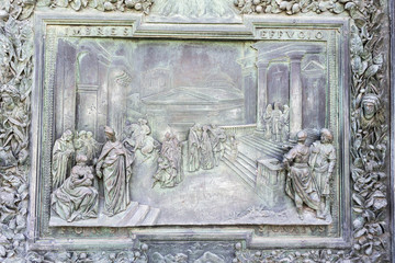 High relief of the door of the cathedral of Pisa