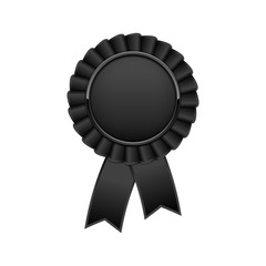 Black award rosette with ribbon