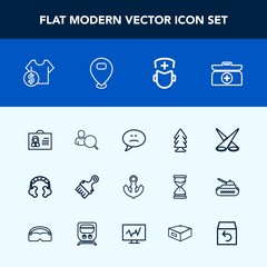Modern, simple vector icon set with environment, music, cross, doctor, tree, backdrop, kit, box, technology, female, price, online, anchor, speech, hospital, medical, computer, web, spotlight,  icons