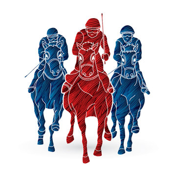 Riding horse, Race horse, Jockey Equestrian designed using grunge brush graphic vector.