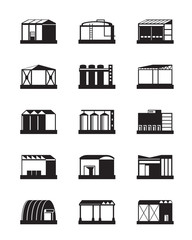 Industrial warehouses icon set  - vector illustration © angelha