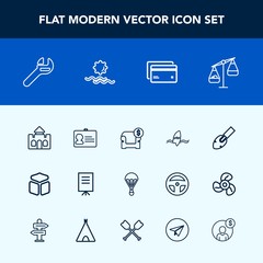 Modern, simple vector icon set with measurement, equipment, jump, weight, presentation, meeting, document, surfing, tower, scale, surfer, surf, name, tropical, repair, shovel, identification, id icons