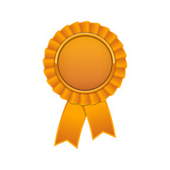 Orange award rosette with ribbon