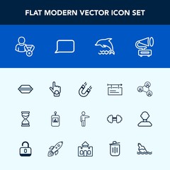 Modern, simple vector icon set with science, remote, blank, food, control, bun, people, time, wildlife, hand, white, nature, hour, vintage, billboard, magnetic, banner, pointing, business, sign icons