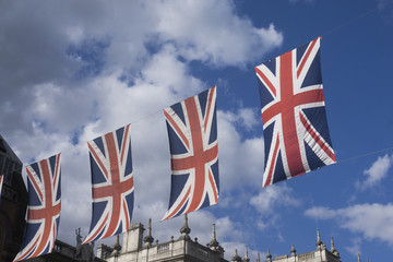 Fototapeta na wymiar Union Jack flags in preperation for the royal wedding