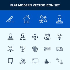 Modern, simple vector icon set with internet, hand, bear, medical, doctor, male, paper, military, war, aircraft, stamp, concept, winner, idea, airplane, clinic, grenade, plane, crash, profile icons