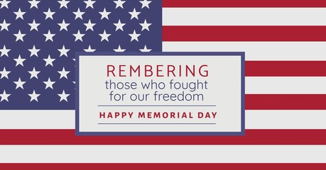 memorial day message with red white and blue american flag