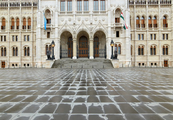 Fototapeta na wymiar Budapest, Hungary - 17 April 2018: The building of the Hungarian Parliament.
