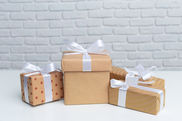 Gift boxes on white table