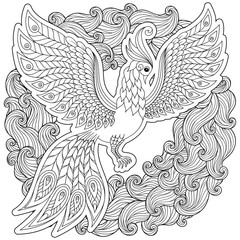   Firebird for anti stress Coloring Page with high details.