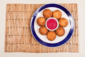 Delicious buñuelos, Colombian cuisine. buñuelos made with flour and cheese.