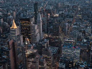 New York, panorámica aerea por la noche