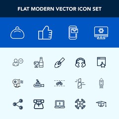 Modern, simple vector icon set with object, alcohol, click, bicycle, setting, audio, female, sound, bike, music, headset, hair, cycle, bag, electric, marine, undersea, phone, computer, shovel icons