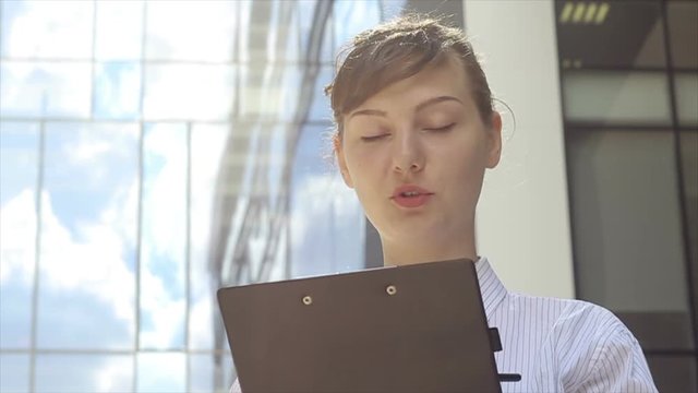 Portrait of Interactive Business Woman.