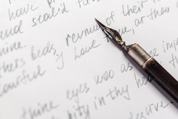 Antique fountain pen writing