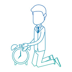 businessman sad with alarm clock avatar character vector illustration design