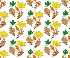 Seamless autumn leaves pattern vector illustration - 204511296