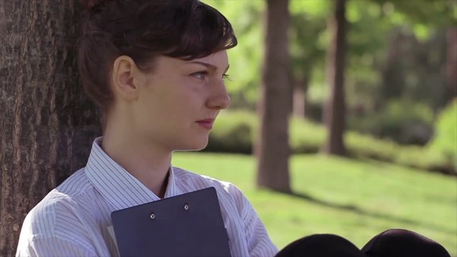 Portrait of thoughtful young woman 