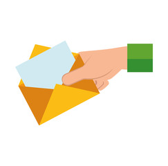 hand with envelope mail vector illustration design
