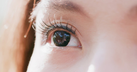 close up of woman eye