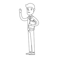 businessman sad with clipboard avatar character vector illustration design