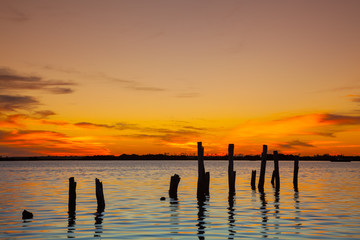 Sunset at the Jetty ruins in Port Broughton on Yorke Peninsula South Australia on 15th March 2010