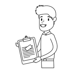 elegant businessman with clipboard avatar character vector illustration design