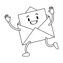 envelope mail kawaii character vector illustration design