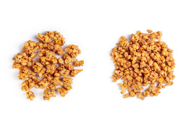 Oat Granola breakfast cereal isolated on white background