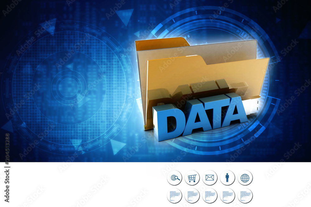 Poster 3d rendering folder with documents