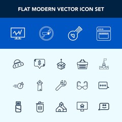 Modern, simple vector icon set with spaceship, tower, late, doctor, office, night, repair, medicine, frame, package, oven, ufo, musical, market, square, space, unpacking, kitchen, europe, sale icons