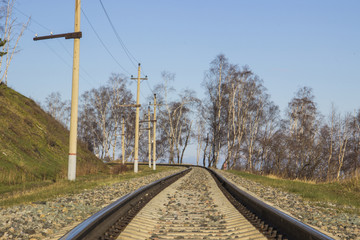 Fototapeta na wymiar the railway passes through a picturesque place