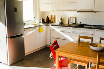 modern domestic sunny open kitchen
