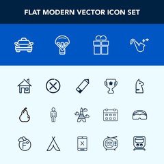 Modern, simple vector icon set with paris, tower, cancel, stop, strategy, horse, sign, vehicle, landmark, package, first, pen, male, transportation, eiffel, pencil, fresh, musical, present, boy icons