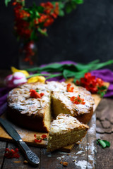 Fototapeta na wymiar Rhubarb Almond Cake