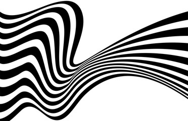 optical art wave abstract background black and white