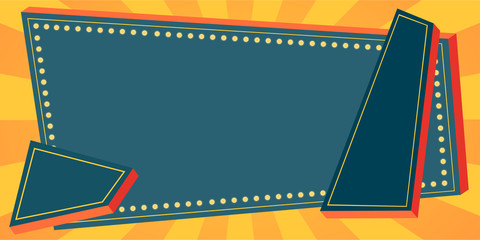 Horizontal 50s background banner with copy space for text. Composition with blue signal, lightpoint and light ray on background. Vector illustration.