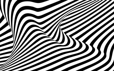 optical art wave abstract background black and white